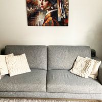 Kundenfoto: Modernes Mädchen mit der Perle I Johannes Vermeer Impasto von René van den Berg, als ArtFrame