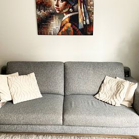Klantfoto: Modern meisje met de parel I Johannes Vermeer impasto van René van den Berg, als ArtFrame