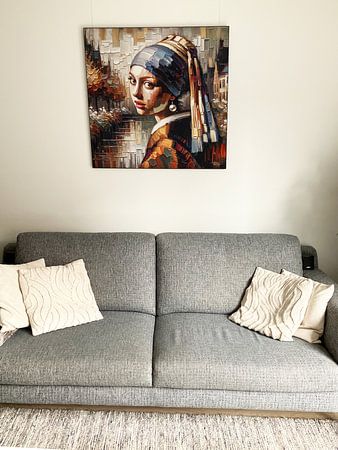 Modernes Mädchen mit der Perle I Johannes Vermeer Impasto