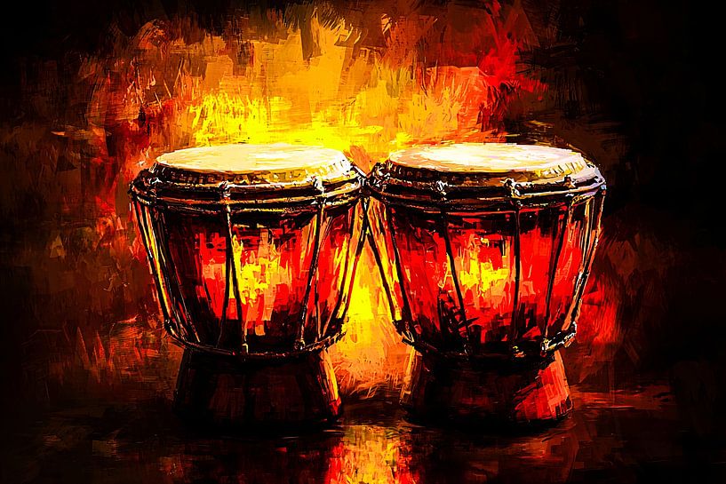 Abstract bongos in warm colours by Imperial Art House
