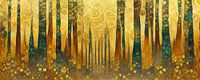 Het Amsterdamse bos in de stijl van Gustav Klimt van Whale & Sons thumbnail