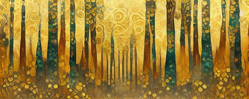 The Amsterdam forest in the style of Gustav Klimt