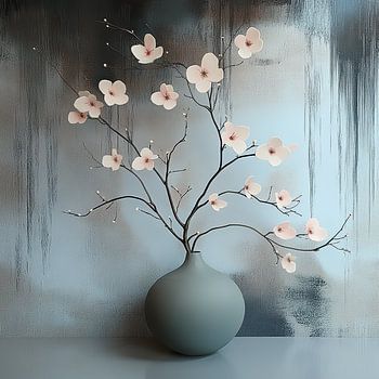 Blossom botanical Japandi style artwork