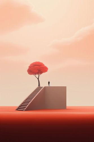 Abstract minimalist surrealist background of colours and shapes