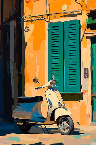 Vespa aan de muur