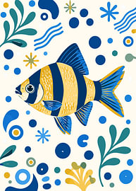 Stilisierte Illustration eines Tigerbarben-Fisches von Karomah Project