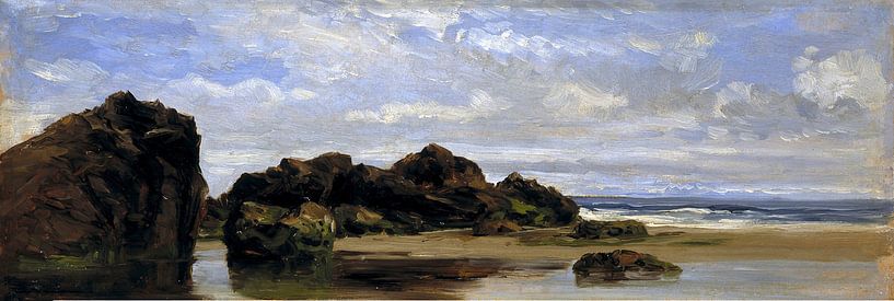 Carlos de Haes-Strand rif, kustlandschap, Antiek landschap van finemasterpiece