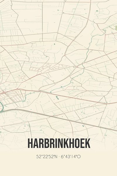 Alte Landkarte von Harbrinkhoek (Overijssel) von Ortsdrucke