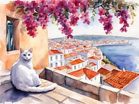 Ola Lisboa - Watercolour Cat Art