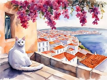 Ola Lisboa - Aquarel Kattenkunst van Vincent the Cat