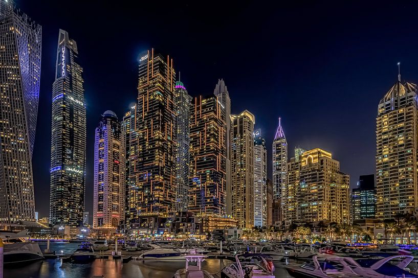 Evening view of the Dubai Marina Bay by Leon Okkenburg