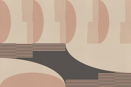 Retro architectuur. Abstracte geometrische kunst in roze en grijs