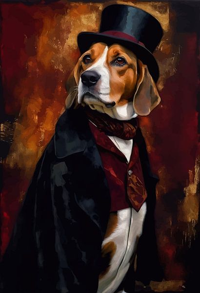 Beagle hond in Victoriaanse kleding van MIROKKU