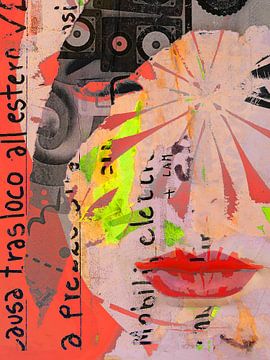 The abstract face with red lips von Gabi Hampe