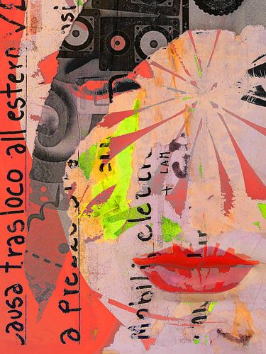 The abstract face with red lips