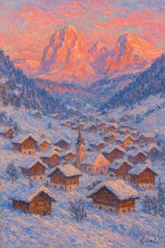 Dolomitendämmerung in St. Ulrich - Impressionistische Winterlandschaft