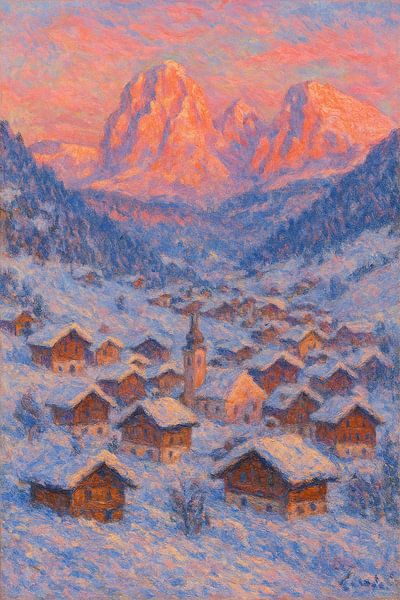 Dolomitendämmerung in St. Ulrich - Impressionistische Winterlandschaft von Travel Shop