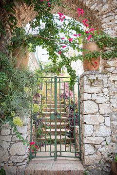 Fine art foto van bloemrijke poort op Capri, Italië van Monique Tekstra-van Lochem