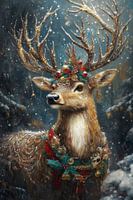 Majestueuze Winterglans - Versierd Hert in Feestelijke Pracht - Hert - Kerst