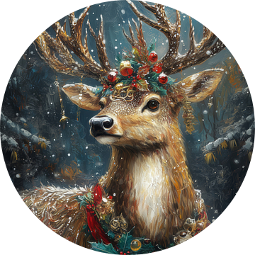 Majestueuze Winterglans - Versierd Hert in Feestelijke Pracht - Hert - Kerst