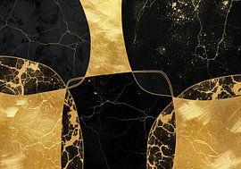 Abstract Black and Gold Geometric Composition by Markus Gann