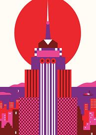 Städtische Skyline bei Sonnenuntergang von Art Kingdom