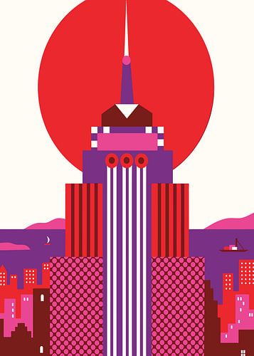 Stedelijke skyline bij zonsondergang