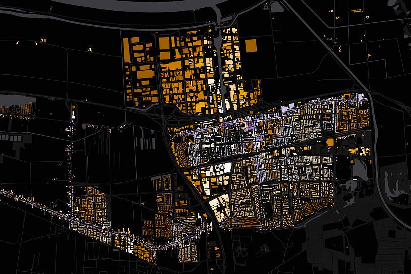 Kaart van Waalwijk abstract van Maps Are Art