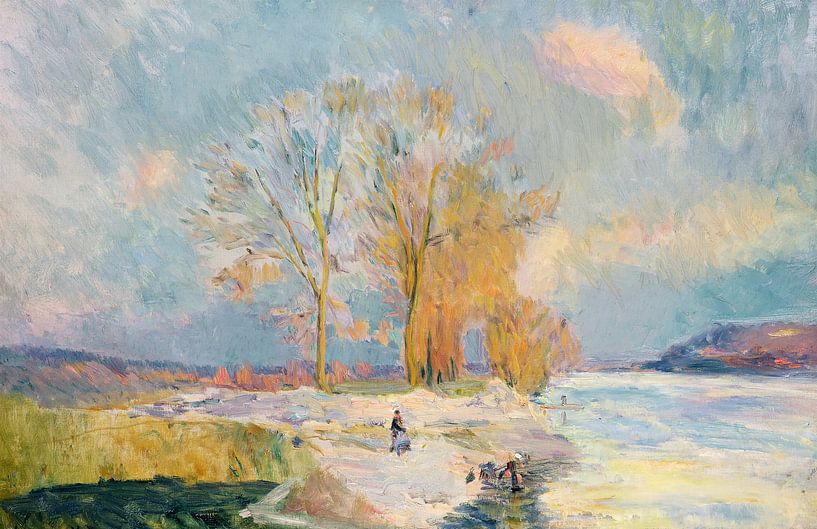 Albert Charles Lebourg,The banks of the Seine and Vernon in the wi by finemasterpiece