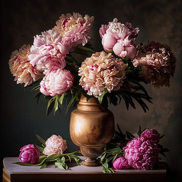 Stilleven pioenrozen van Marjolein van Middelkoop