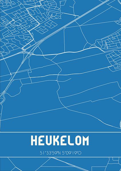 Blauwdruk | Landkaart | Heukelom (Noord-Brabant) van Stad & Wand