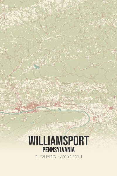 Carte ancienne de Williamsport (Pennsylvanie), Etats-Unis. par Affiches de lieux