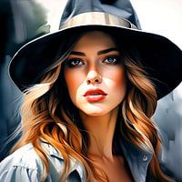 Beautiful daughter of an explorer with a hat - Portrait
