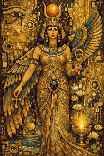 Schilderij van de Egyptische godin Isis.
