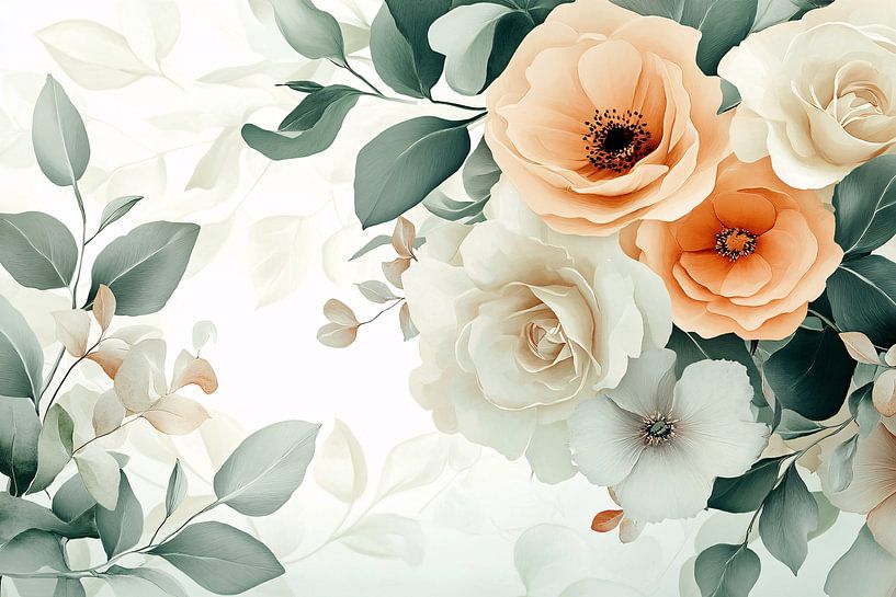 Flowers in soft colours by Imperial Art House