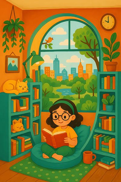 Gemütliche Leseecke mit Blick auf die Stadt von Avinigav