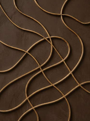 Lignes dorées organiques sur un relief brun foncé