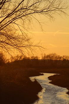 Zonsondergang vlakbij de Rijn