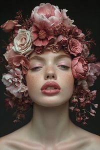 Frau mit blumigem Haar