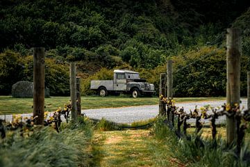 Abandoned Land Rover at a vineyard in New Zealand. by Niels Rurenga