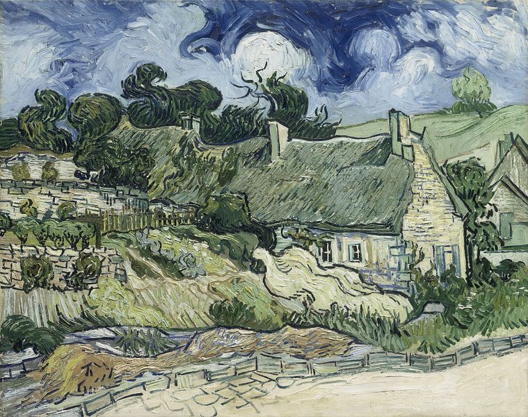 Vincent van Gogh. Thatched Cottages at Cordeville von 1000 Schilderijen