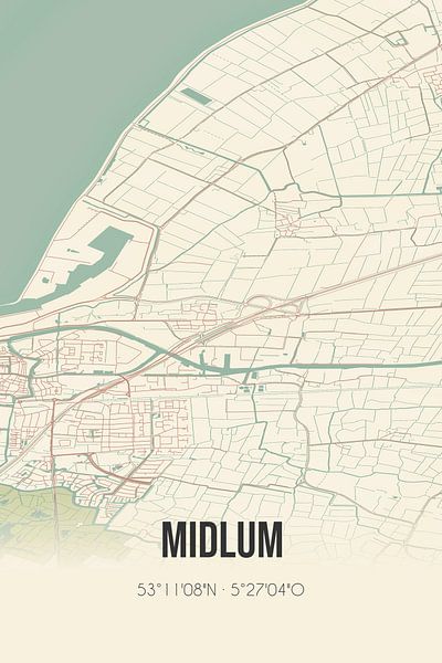 Vintage map of Midlum (Fryslan) by Prints of Place