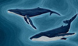 Humpback whales mosaic by Richard Laschon