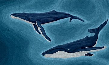 Humpback whales mosaic by Richard Laschon