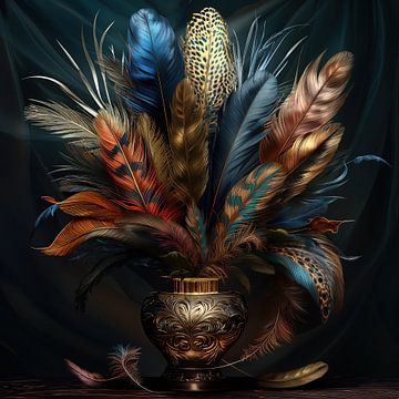 Vase mit exotischen Federn (13) von Rene Ladenius Digital Art