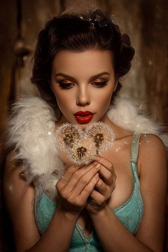 vrouw met bloemen Dandelion