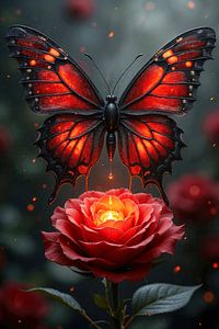 Fantasy Wall Art: PYRAVELLIS – The butterfly above the rose of life