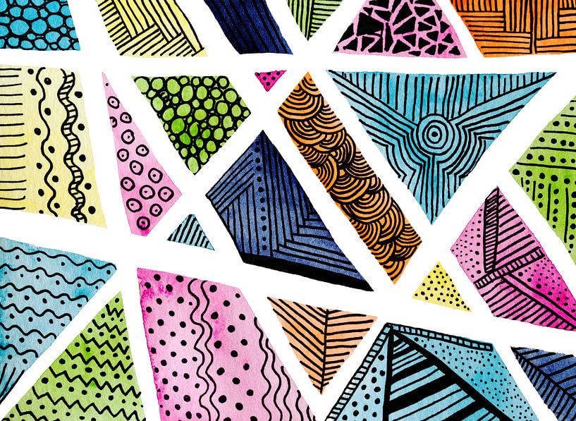 Buntes Aquarell-Zentangle von Angela Minca