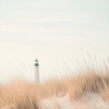 Vuurtoren in het zand van Poster Art Shop