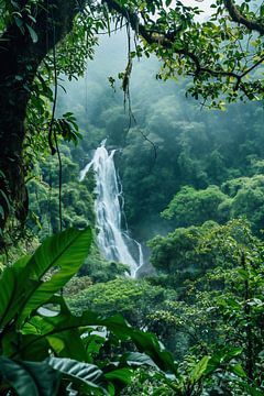 Waterval in het regenwoud van fernlichtsicht